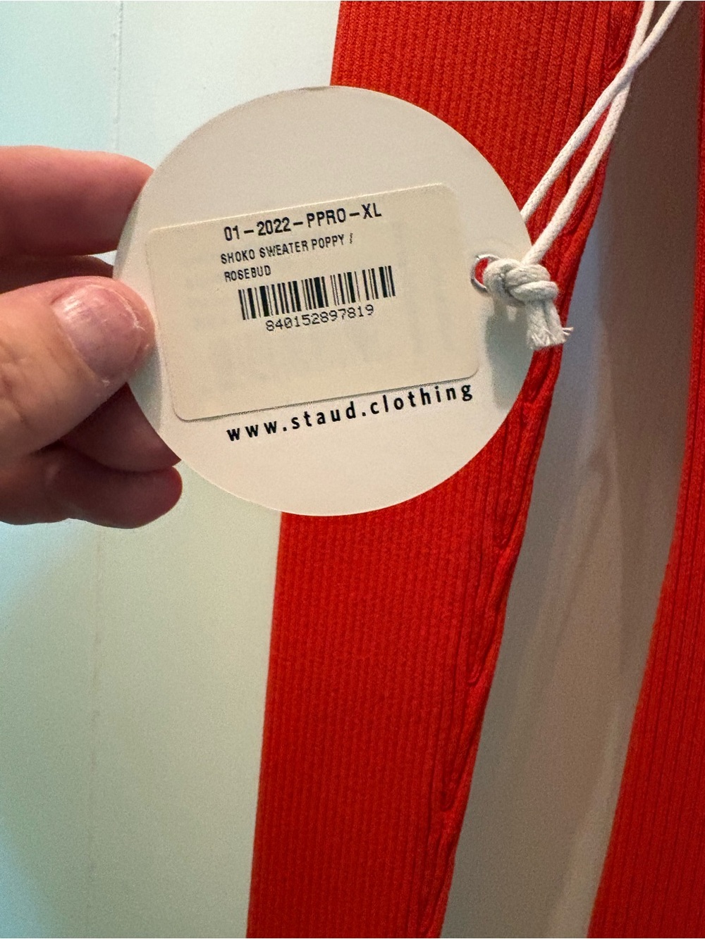 NWT STAUD ShokoTwo-Tone Red and Pink Ribbed Button-Front Maxi Dress - Picture 3 of 6